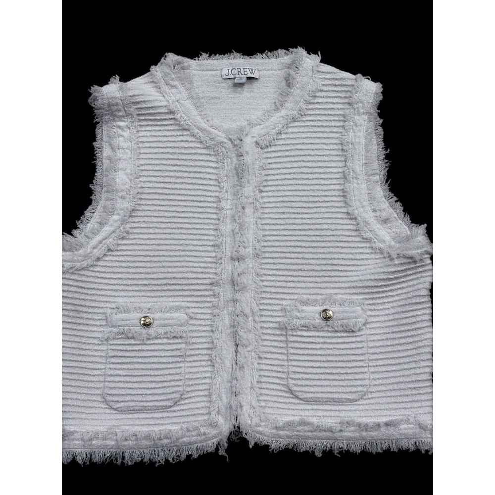 J.CREW Textured Vest Jacket Top in Fine Boucle Women's Size Medium - Picture 3 of 6